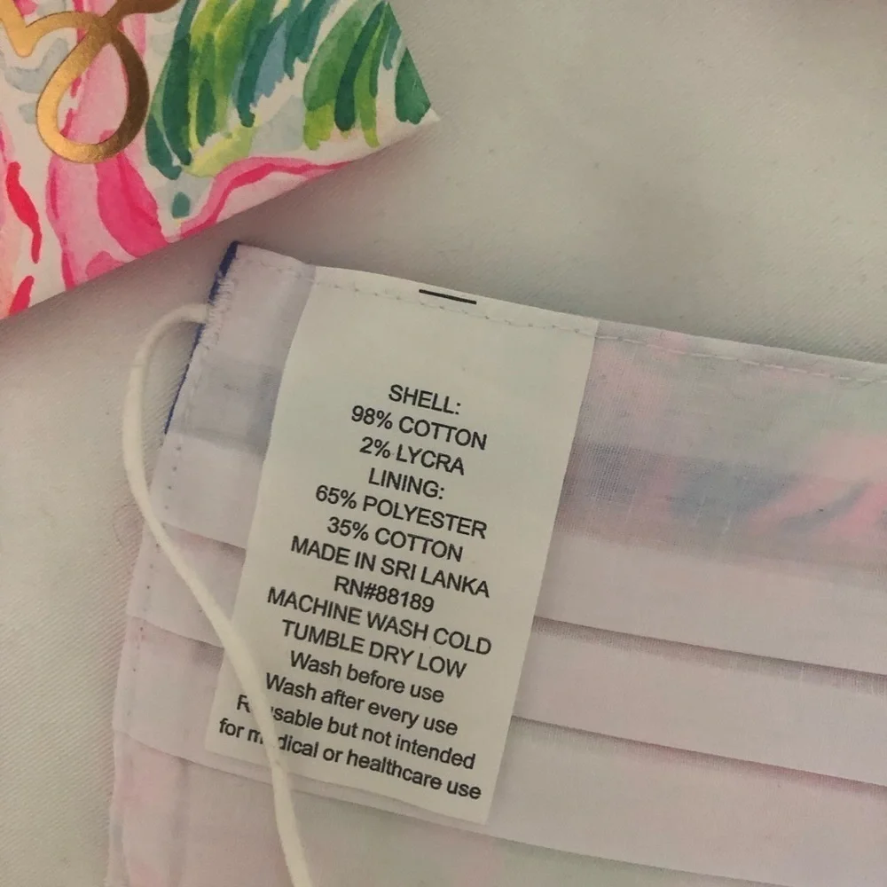 Lilly Pulitzer Floral Covid Face Masks Elastic Strap